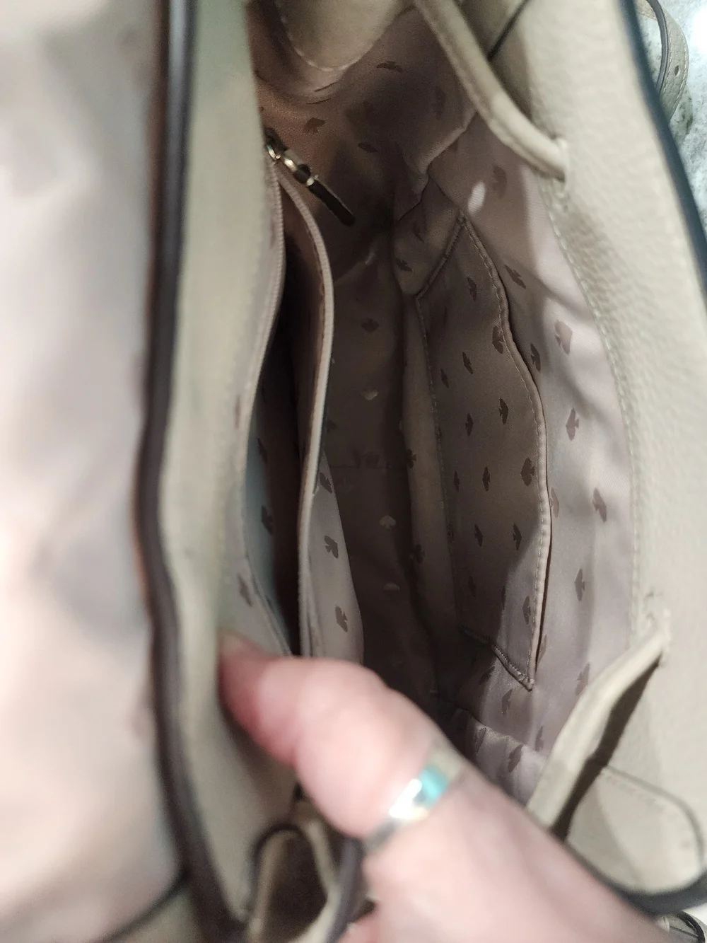 Kate Spade Cream Shearling-Trim Backpack Pen Mark See Pic